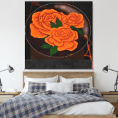 Levendige oranje rozen canvas afdruk (Insitu (Slaapkamer))