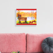 Levendige Oranje tuinbouwbank, kleur najaar leder Canvas Afdruk (Insitu (Woonkamer))