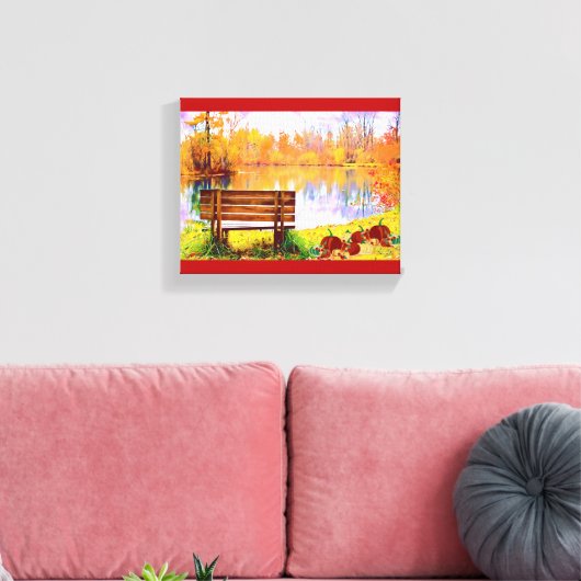 Levendige Oranje tuinbouwbank, kleur najaar leder Canvas Afdruk (Insitu (Woonkamer))