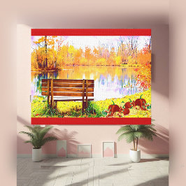 Levendige Oranje tuinbouwbank, kleur najaar leder Canvas Afdruk