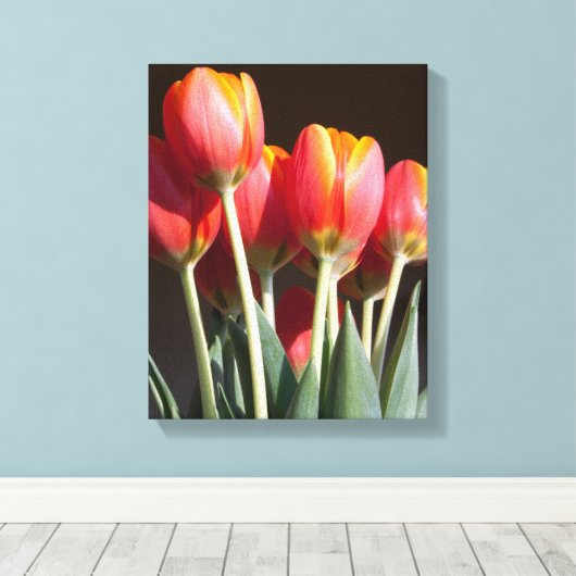 Levendige Oranje Tulpfoto Canvas Afdruk (Insitu (Houten vloer))
