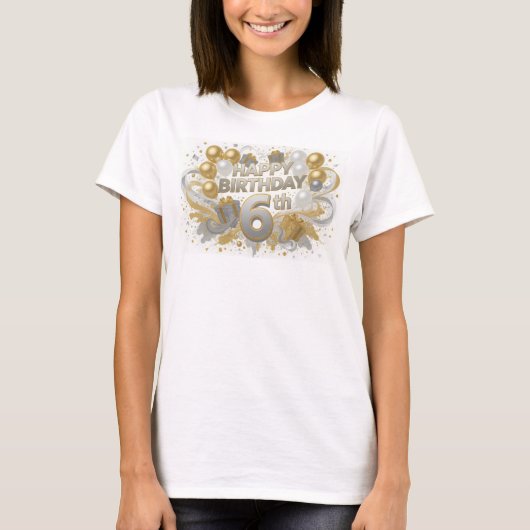 Levendige oranje VERJAARDAG 6DE Statement T-shirt (Voorkant)