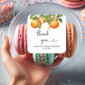 Levendige Oranje Waterverf Elegant Dank u Vierkante Sticker