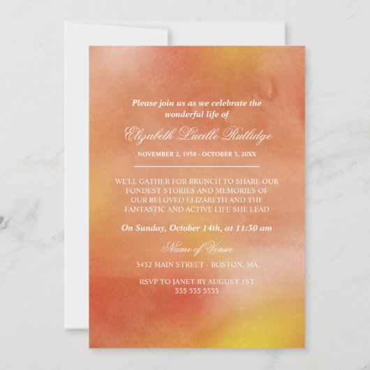 Levendige Oranje Waterverf - in ons hart Kaart (Achterkant)