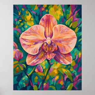 Levendige orchidee bloem kleurrijk wandkunst poster