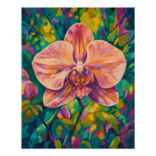 Levendige orchidee bloem kleurrijke wandkunst perfect poster