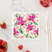 Levendige Orchidee Waterverf Patroon in Magenta Servet (Insitu)