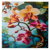 Levendige orchideeën bloeien in het tropische para tegeltje (Voorkant)