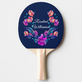 Levendige Orchideeënboeket Personaliseer met Naam Tafeltennisbatje