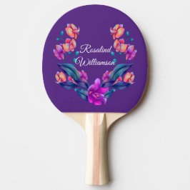 Levendige Orchideeënboeket Personaliseer met Naam Tafeltennisbatje