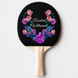 Levendige Orchideeënboeket Personaliseer met Naam Tafeltennisbatje