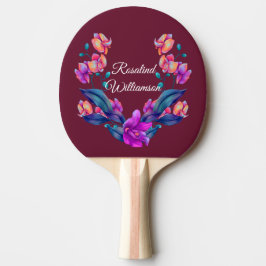 Levendige Orchideeënboeket Personaliseer met Naam Tafeltennisbatje