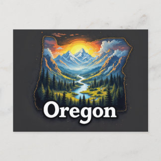 Levendige Oregon landschapskunst | geïllustreerde  Feestdagenkaart
