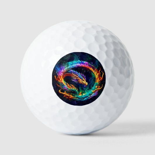 Levendige Ouroboros Draak Kunst Symbool Golfballen (Voorkant)