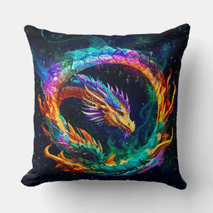 Levendige Ouroboros Draak Kunst Symbool Kussen