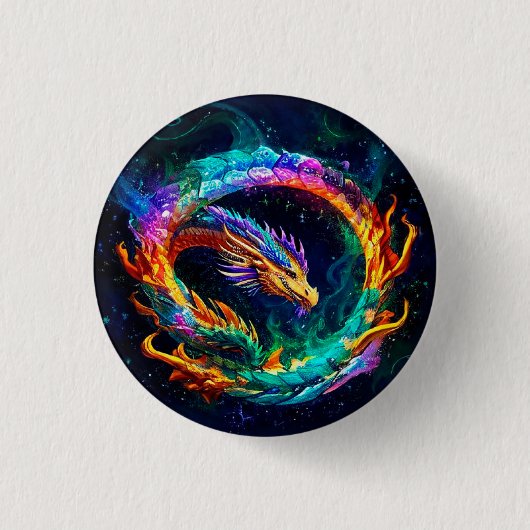 Levendige Ouroboros Draak Kunst Symbool Ronde Button 3,2 Cm (Voorkant)