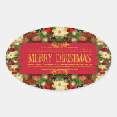 Levendige ovale kerst-bloemensticker ovale sticker (Voorkant)