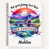 Levendige overdekte brug in New Hampshire bij zons Notitieboek (Voorkant)