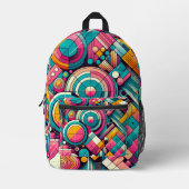 levendige overlapping bedrukte rugzak (Voorkant)