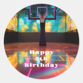 Levendige overwinning basketbal ronde sticker (Voorkant)