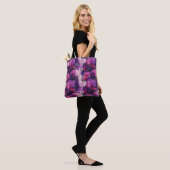 Levendige Paarse Abstracte Gepersonaliseerde Boods Tote Bag (Op model)