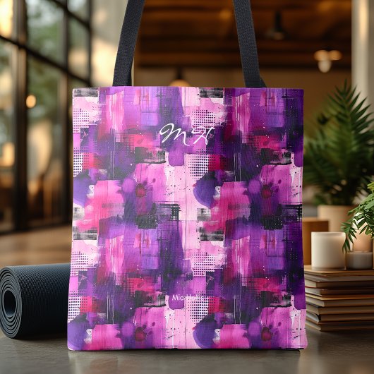 Levendige Paarse Abstracte Gepersonaliseerde Boods Tote Bag