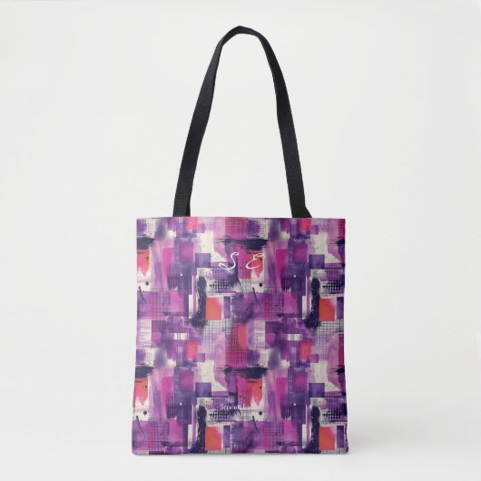 Levendige Paarse Abstracte gepersonaliseerde Canva Tote Bag (Voorkant)