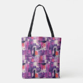 Levendige Paarse Abstracte gepersonaliseerde Canva Tote Bag (Achterkant)