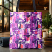 Levendige Paarse Abstracte gepersonaliseerde Canva Tote Bag