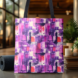 Levendige Paarse Abstracte gepersonaliseerde Canva Tote Bag