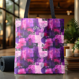 Levendige Paarse Abstracte gepersonaliseerde Canva Tote Bag