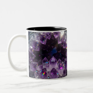 Levendige Paarse Amethyst Kristal Geode | Glanzend Tweekleurige Koffiemok