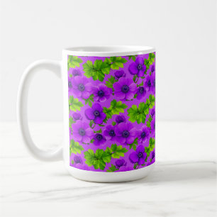 Levendige Paarse Anemoon Bloemen Koffiemok