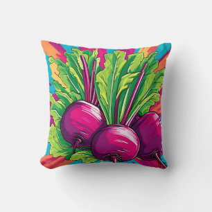 Levendige Paarse Bieten Pop Art Kussen