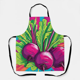 Levendige Paarse Bieten Pop Art Schort