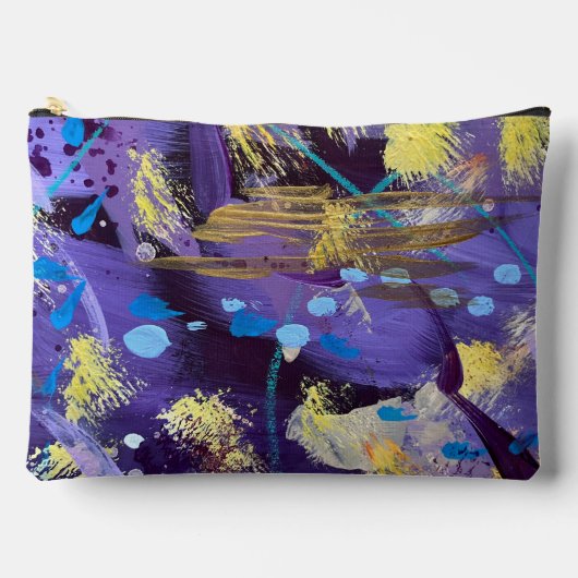 Levendige, paarse, blauwe en gouden abstracte kuns etui (Voorkant)