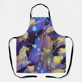 Levendige paarse, blauwe en gouden abstracte kunst schort