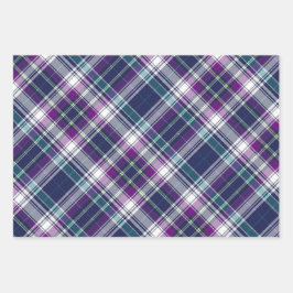 Levendige Paarse, Blauwe & Groene Plaid Inpakpapier Vel