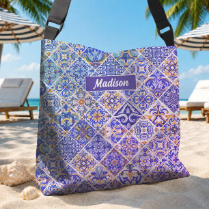 Levendige Paarse Blauwe Mediterrane Siciliaanse Te Crossbody Tas