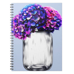 Levendige Paarse Blauwe Roze Hortensia Bloem Notitieboek