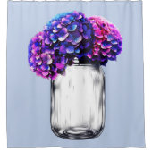 Levendige Paarse Blauwe Roze Hortensia Bloemen Douchegordijn (Voorkant)