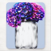 Levendige Paarse Blauwe Roze Hortensia Bloemen Muismat (Voorkant)