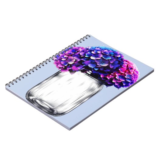Levendige Paarse Blauwe Roze Hortensia Bloemen Notitieboek (Linkerzijde)