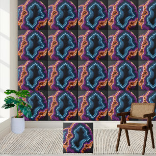 Levendige Paarse & Blauwgroen Geode Slice Pattern  Tegeltje
