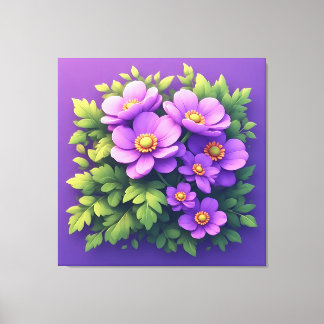 Levendige Paarse Bloemenboeket Canvas Afdruk