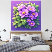 Levendige Paarse Bloemenboeket Canvas Afdruk (Insitu (Slaapkamer))
