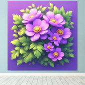Levendige Paarse Bloemenboeket Canvas Afdruk (Insitu (Houten vloer))