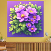 Levendige Paarse Bloemenboeket Canvas Afdruk (Insitu (Woonkamer))