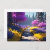 Levendige Paarse bosweg in zonlicht Briefkaart (Voorkant / Achterkant)