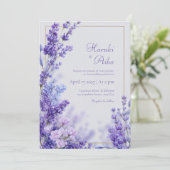 Levendige Paarse Botanische Lavendel Gouden Lijst Kaart (Staand voorkant)
